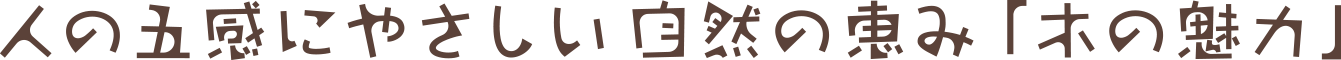 人の五感にやさしい自然の恵み「木の魅力」